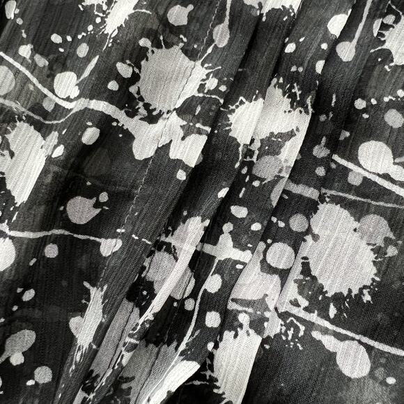 Miley Cyrus Max Azria Tunic Womens Small Black White Drawstring Georgette Sheer - Picture 12 of 16